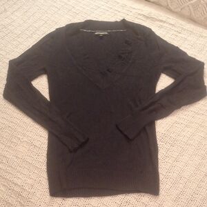 Express Design Studio Stylish Black V-neck Sweater Size M